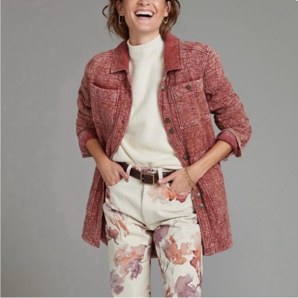 Anthropologie Pilcro The Fielder Quilted Textured Shirt Jacket size XL